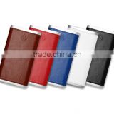 Thinnest Leather design 6000mAh External Battery Leather Portable power bank USB Charger colorful universal portable power bank