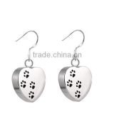 SRE8027 China Products 316L Stainless Steel Jewelry Crystal Setting Paw Print Heart Cremation Earring