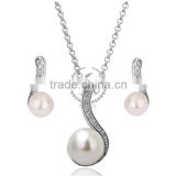 18KRG platinum plated white pearl pendant charm DIY supplies earrings and necklace jewelry set PS033