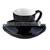 Beautiful China Black Color Glazed Logo Decal Artwork Design Printable Coffee Tea Cups and Saucers Sets thumbnail-2
