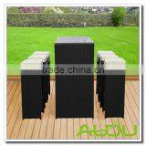 Audu High Back Bar Stool Set Outdoor Rattan Bar Stool Set in Brown thumbnail-4