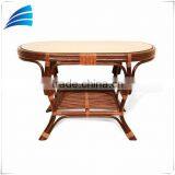 Rattan Wicker Handmade Oval Coffee Table With Glass thumbnail-1