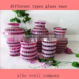 Handblown Home Accessories Cheap Circle Color Mosaic Floral Different Types Decorative Glass Vases