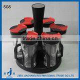 Unique Shape Glass Condiment Bottles With Plastic Rack thumbnail-1