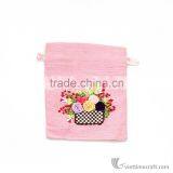 Hand Embroidered Bag With Drawing String, Elegant Designs, Various Colors to Choose thumbnail-4
