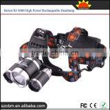 Boruit RJ-3000 3xT6 LED 920Lm 4 Mode High Power Rechargeable Headlamp thumbnail-1
