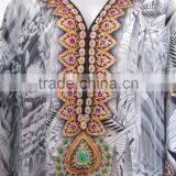 DIGITAL Print Satin Silk Kaftan CAFTAN Tunic Poncho Blouse Top thumbnail-2