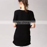 Thin Short Sleeve Maternity Clothes Solid Breastfeeding Clothes Loose Hem Nursing T-shirts thumbnail-3