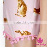2LLY-097 Lovebaby Wholesale Rabbits Print Girls Easter Day Romper Stylish Pom Pom Jumpsuit Puffy Shoulder Jumpsuit For Kids thumbnail-6