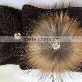 Myfur Kids Colorful Striped Scarf With Removable Natural Raccoon Fur Pom Poms thumbnail-5