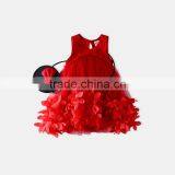 Wholesale Red Flower Little Girl Floral Print Party Dresses thumbnail-3