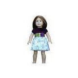 Purple And Organza , Print Flower Dress , Gold Girdle , 18inch Doll Dress Madame Alexander Dolls