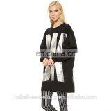 Large Letters Before And After The Hot Silver Printing Bat Sleeve Movement Female Jumper Who Long Woollen Sweater thumbnail-1