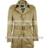 Factory wuhan wholesale men's cotton polyester long coat with belt