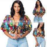 woman clothes Digital Printing Summer Sexy Beach tops ladies patchwork design tops