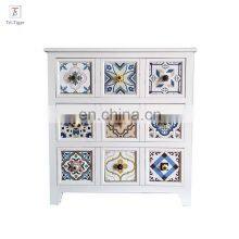 White Solid Wood Storage Cabinet Drawers Storage Wooden Cabinet thumbnail-2