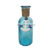 Exclusive Design Sea and Ocean Element Creative Modern Blue Anchor Hanging Decoration Flower Glass Vase Wedding Home Decor
