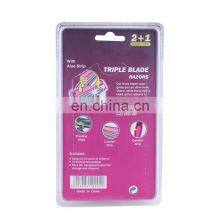 3PCS/Pack Disposable Women Razor Stainless Steel Triple Blade Female Hair Remove Safety Razor Customize Logo Bikini Razor KL3-06 thumbnail-5