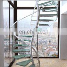 Hot Selling Good Quality Custom Arc Stair Curved Stainless Steel Spiral Staircase With Iron Railing Designs thumbnail-3