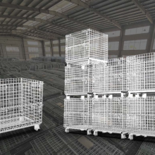 Industry Hanging Storage Wire Baskets Collapsible Stillage Cage Wire Mesh Container Pallet Box Foldable Metal Storage Pallet Basket Box Container thumbnail-4