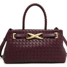 Fashion Minimalist Woven Shoulder Bag Solid Color Gold Belt Buckle Large Capacity PU Magnetic Snap Adjustable Strap for Commute thumbnail-5