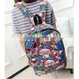 Hippie Facebook Canvas Backpacks Student School Bag Cartoon mc Print Rucksack Outdoor Travel Pack Graffit thumbnail-2