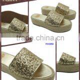 Shiny Glitter Lady Wedge Manufacturer Wholesale Slip on Shoes thumbnail-1