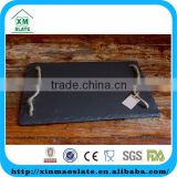 [factory direct] 35x25cm Natural Edge Rectangle Slate Tray With Rope Handle Item RTP-3525RD2A