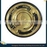 China Wholesales 3D High Frequency Plating Gold Army Uniform Metal Patch Label