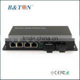 Fiber optical Ethernet switch converter 2 fiber ports and 4 RJ45 ports