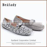 Wholesale elegant moccasin loafers paragon flat ladies shoes with galze trim