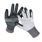 2016 New Gray Water Based PU Coated HPPE Liner Cut Resistant Working Gloves