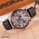 Fashion Map Roman Numerals Wristwatch Leather Bracelet Wrist Watch thumbnail-3