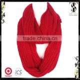 High quality solid color circle knit scarf of soft red winter