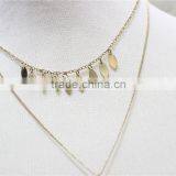 Gold Simple Smooth Surface Leaf Pendant Necklace Goldtone ArrowSparkle Diamond Necklace Y Necklace 2016 Fashion Style Wholesale thumbnail-3