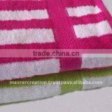 Softextile High Quality Cotton Yarn Dyed Square Stripe Pink Hand Towels thumbnail-1