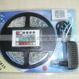 3528 RGB Waterproof Rainbow Led Strip Kit 5m Led Strip+ 24 Key Digital Rgb Led Strip Controller + 12v 2A Power Adapter