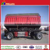 2-Axles Side Dump Full Semi Trailer/Drawbar Tipping 4 Wheel Trailer thumbnail-1