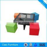 Polychrome Rattan Furniture Dining Table And Chair Set thumbnail-1