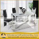 Simple Marble Top Dining Table With 4 Stainless Steel Legs thumbnail-2