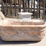 Half Hand Carved Freestanding Stone Bathtub thumbnail-2