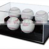 5 Balls Display Box, Baseball Acrylic Display Case With Clear Cover and Stair Base thumbnail-1