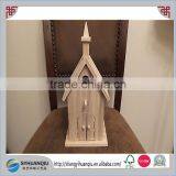 CHURCH Bird House China Built Wooden Birdhouse NEW BIRCH Wood Handmade 12" TALL thumbnail-1