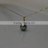 New Design Gold Pendant Peacock Green10-11mm TahitIan Pearl thumbnail-1