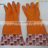 Pink Household Latex Gloves With Flower Design Pvc Cuff thumbnail-3