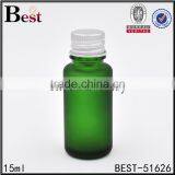 2017 High Quality 15ml Oil Glass Bottle Green Round Shape Oil Glass Bottle Silver Cap Oil Glass Bottle With Stopper thumbnail-1