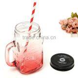 Drinking Glasd Mason Jar With Handle Lid Straw Party Mug Glass Cup thumbnail-4