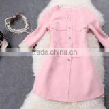 New Women Single-breasted Pink Lady Straight Fashion Coat Design Long Trench thumbnail-3
