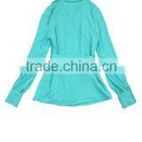 Green Lapel High Empire Waistband Long Sleeve One Covered Button Long Trousers Women Dancerwear Sets thumbnail-5