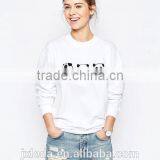 Ladies Crew Neck Cute Panda Print White Sweatshirt thumbnail-2